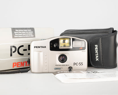 Appareil photo Pentax PC-55 35 mm avec boîte d'origine, étui + manuel