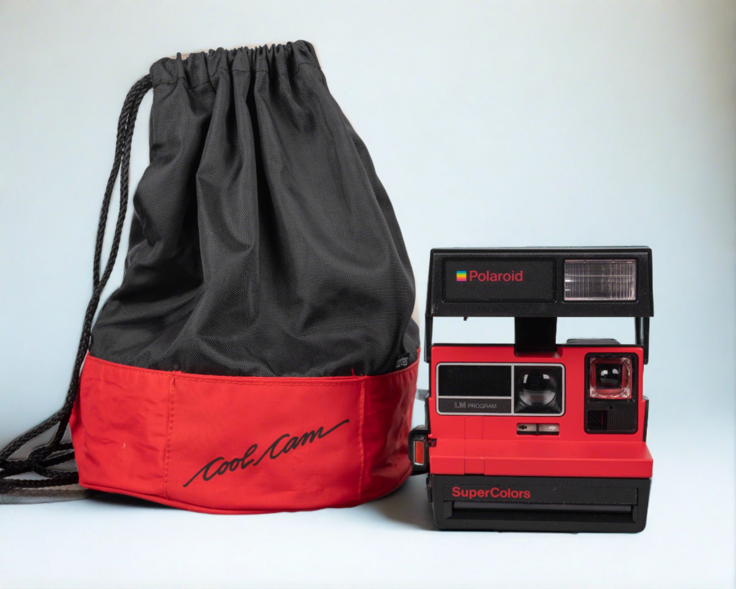 Red Polaroid 600 Supercolors/Cool Cam instant camera w/ matching
