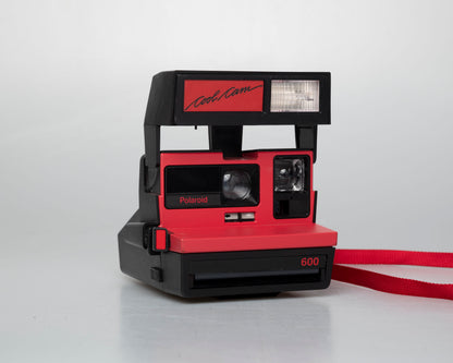 Red Polaroid 600 Cool Cam instant camera w/ matching backpack tote + manual (serial D899687VE)