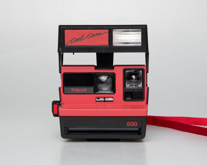 Red Polaroid 600 Cool Cam instant camera w/ matching backpack tote + manual (serial D899687VE)