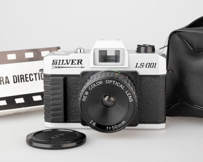 Appareil photo 35 mm sans mise au point avec objectif couleur argent LS-001 avec étui et manuel