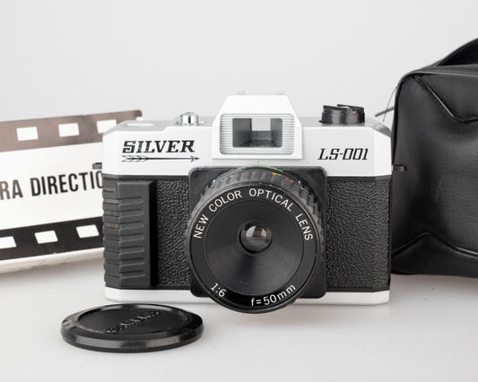 Silver LS-001 Optical Color Lens focus free 35mm camera w/ case and manual