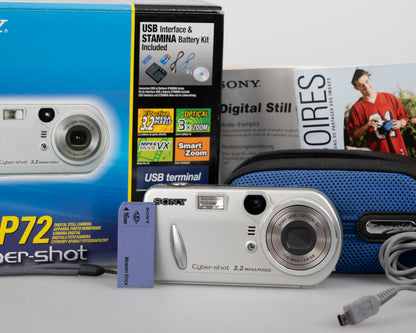 Sony Cyber-Shot DSC-P72 3.1 MP CCD sensor digicam w/ 16MB Memory Stick card + original case (uses AA batteries)