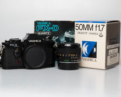 Yashica FX-D Quartz 35mm film SLR + boxed 50mm f1.7 lens + manual (serial 282722) | film🎞tested