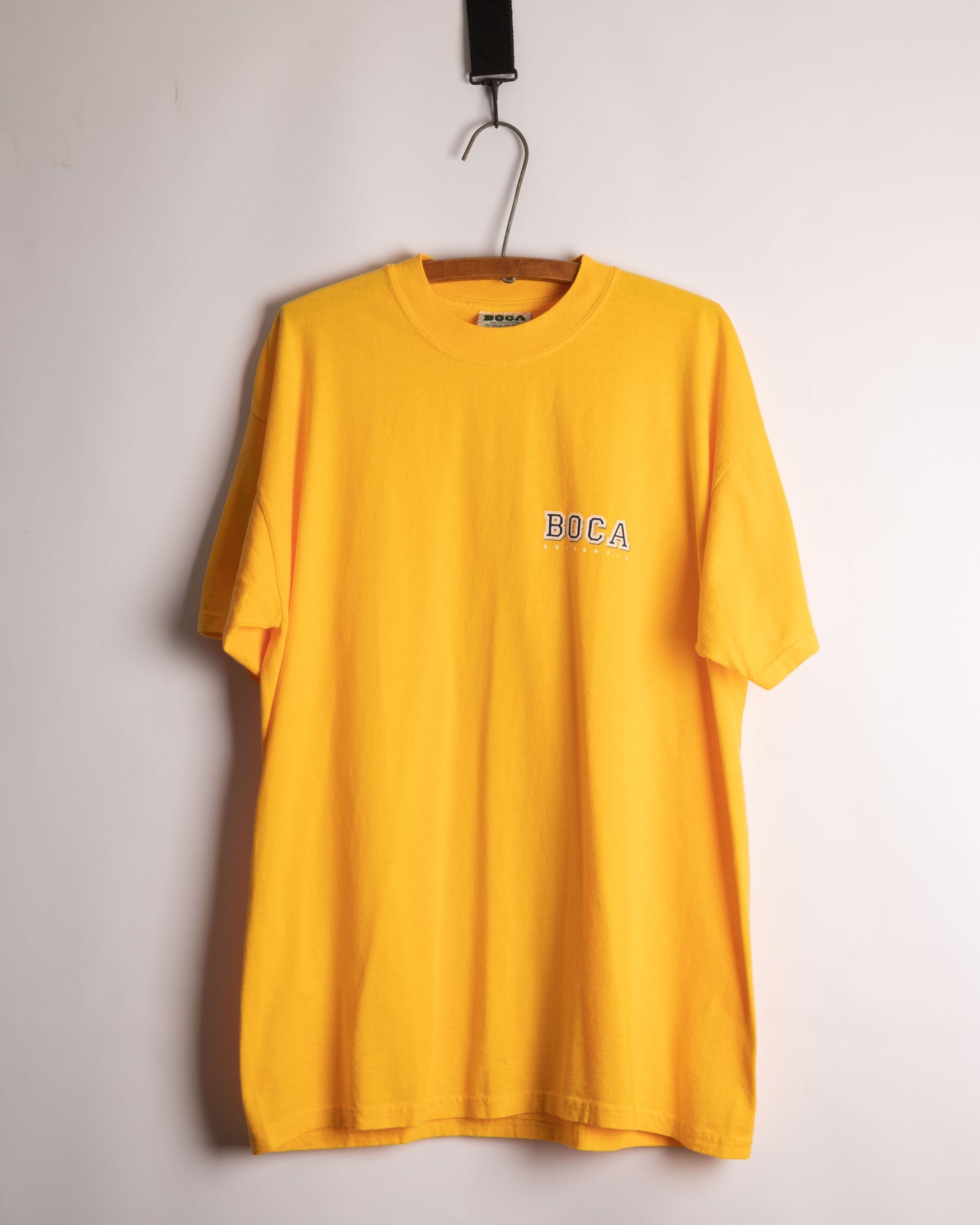 yellow BOCA t-shirt large made in Canada cotton
