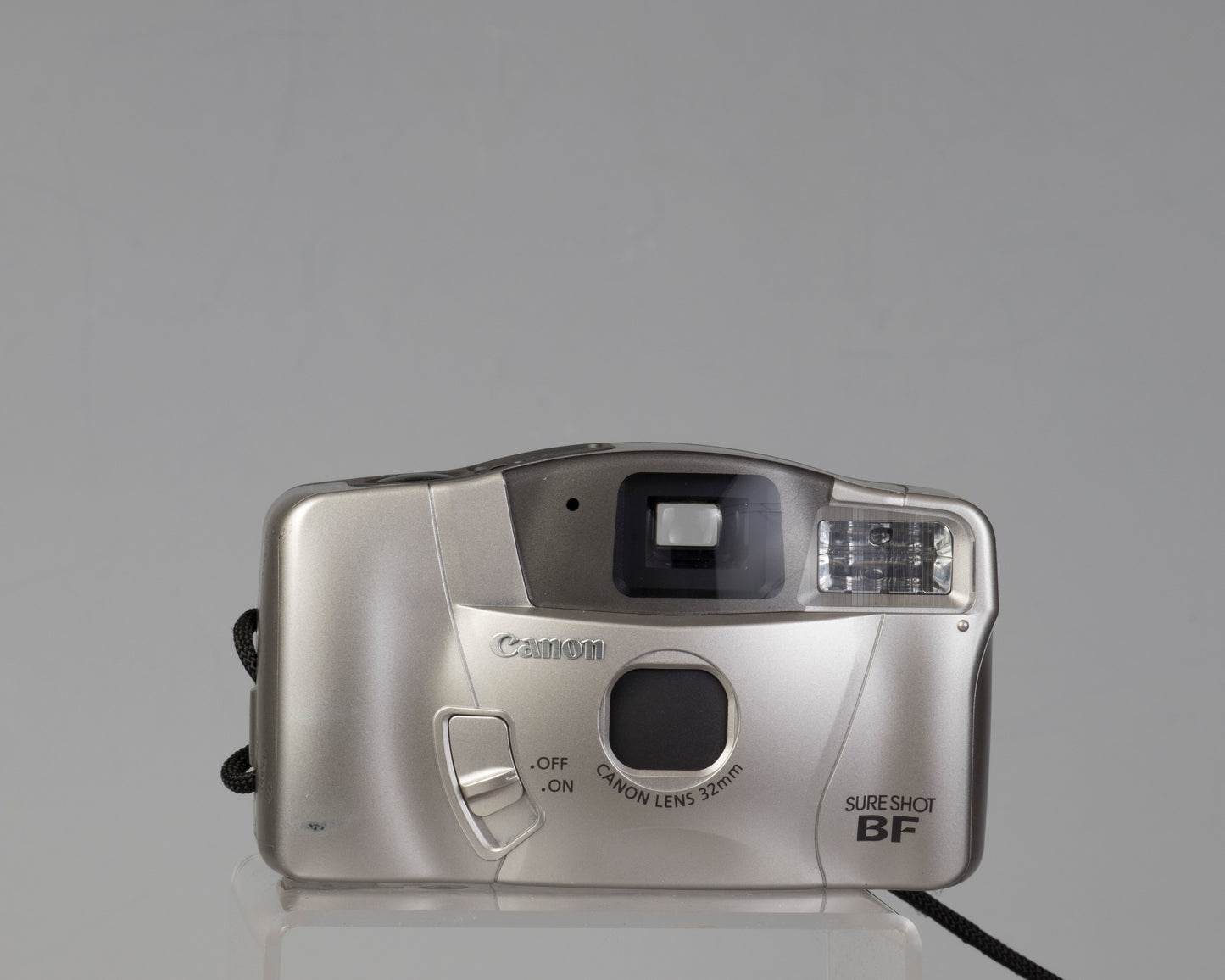 Canon Sure Shot BF (circa 2000) a simple 35mm point-and-shoot with a very large and bright viewfinder (shown with lens closed)