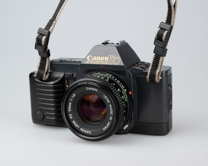Canon T70 35 mm SLR avec objectif FD 50 mm f1.8 (série 1288075)