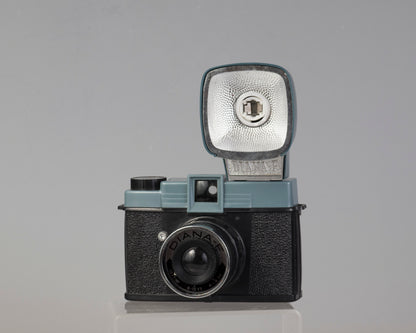 Vintage Diana F medium format camera outfit with original box and flash