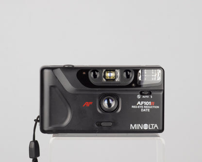 The Minolta AF101R is an elegant ultra-compact 35mm point-and-shoot camera with a 28mm wide angle lens