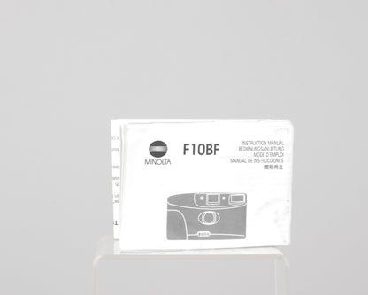 Appareil photo argentique Minolta F10 BF 35 mm avec étui et manuel (série 37824156)