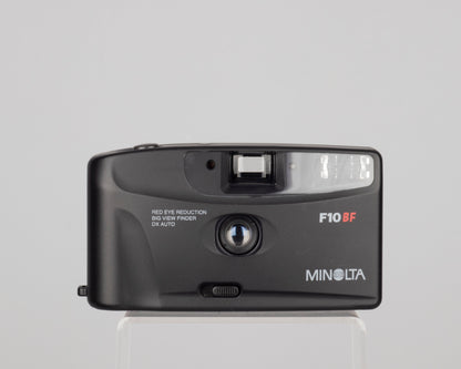 The Minolta F10BF is a simple motorized 35mm point-and-shoot from the late 1990s