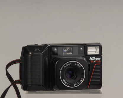 The Nikon Tele Touch (aka L35TWAF) front view 38mm mode; this is a classic twin lens 35mm point-and-shoot camera 