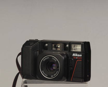 The Nikon Tele Touch (aka L35TWAF) front view 38mm mode; this is a classic twin lens 35mm point-and-shoot camera 