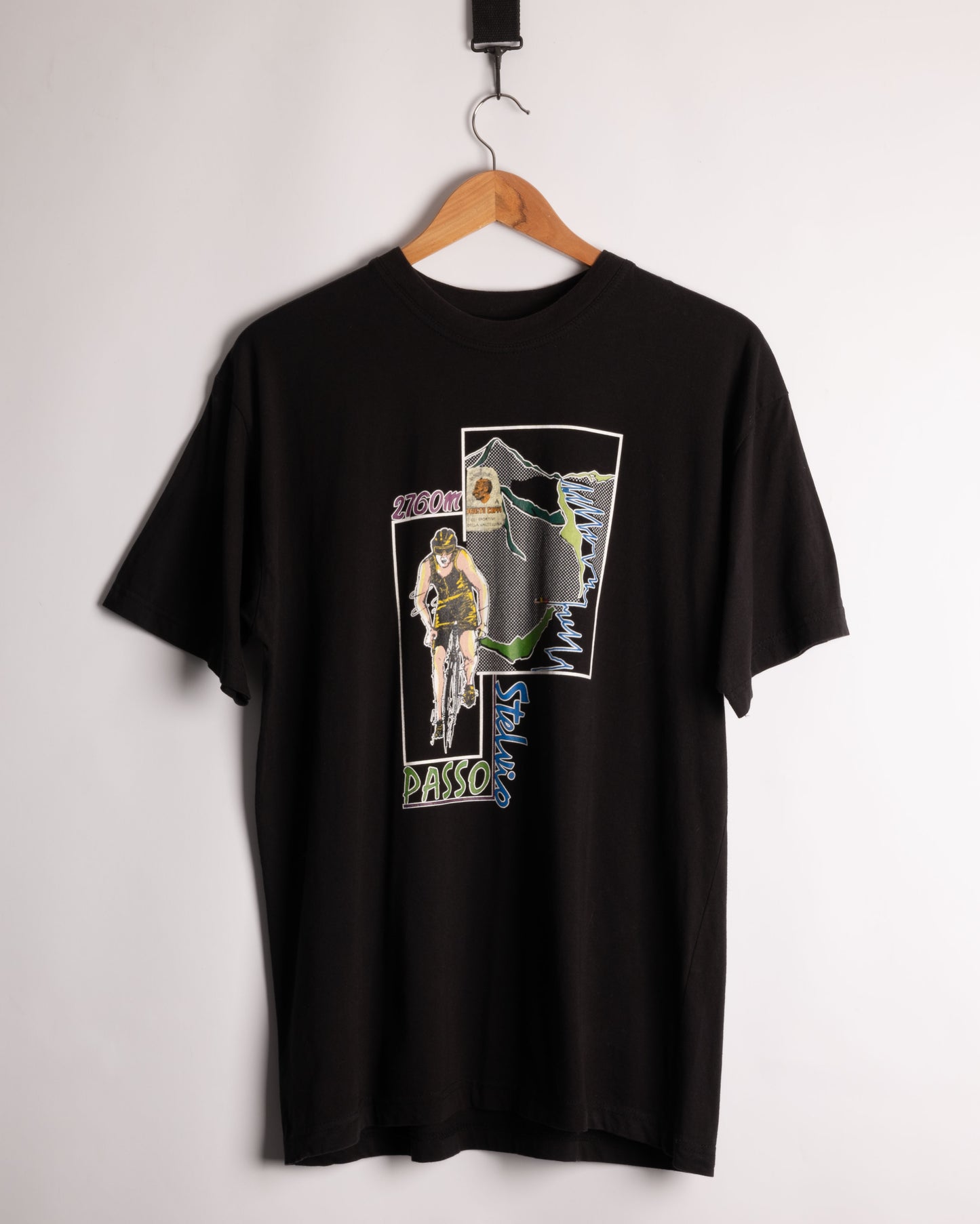 Passo Stelvio Italian cycling t-shirt black