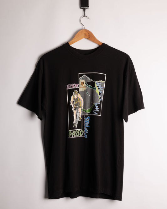 Passo Stelvio Italian cycling t-shirt black