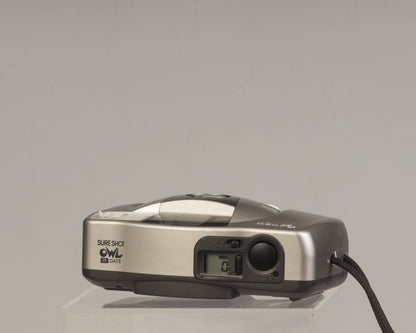 Canon Sure Shot Owl PF Date (top view): a point-and-shoot 35mm film camera with a 35mm f/3.8 lens