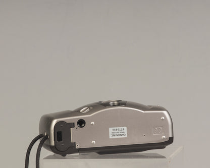 Canon Sure Shot Owl PF Date (bottom view): a point-and-shoot 35mm film camera with a 35mm f/3.8 lens