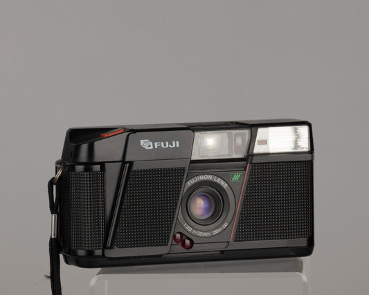 The Fuji DL-200 35mm film point-and-shoot; this camera features a sharp 32mm f2.8 lens