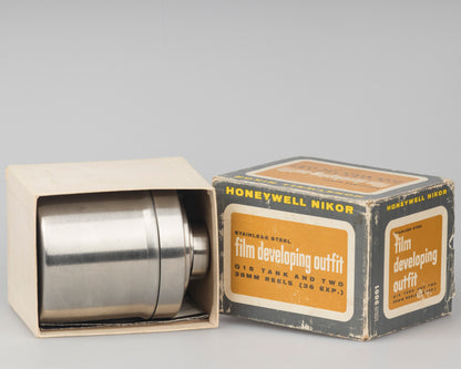 Honeywell Nikor Q15 stainless steel film developing tank with two 35mm reels