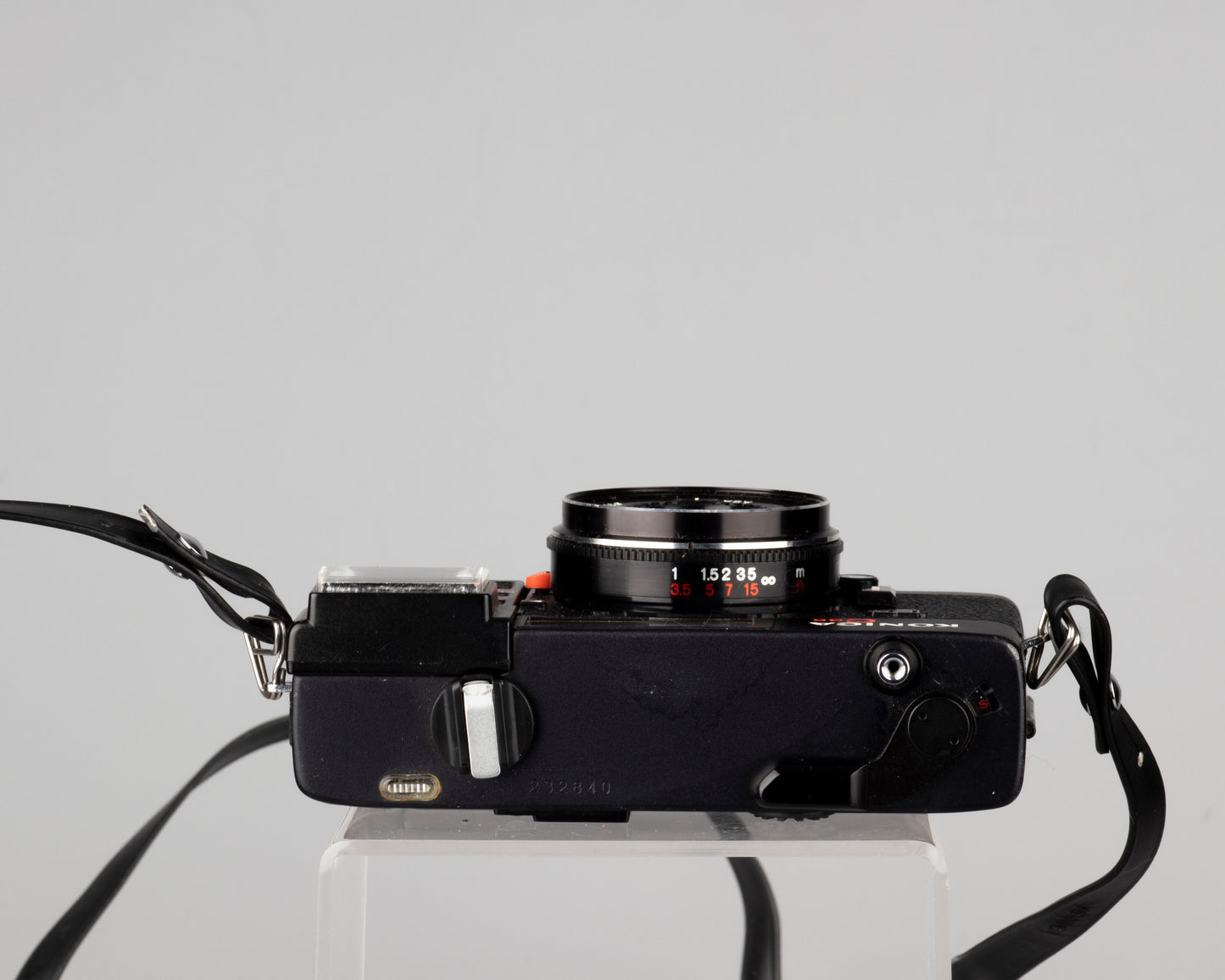 Konica C35 EF 35mm film camera w/original ever-ready case (serial 232840)