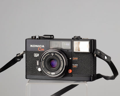 Konica C35 EF 35mm film camera w/original ever-ready case (serial 232840)