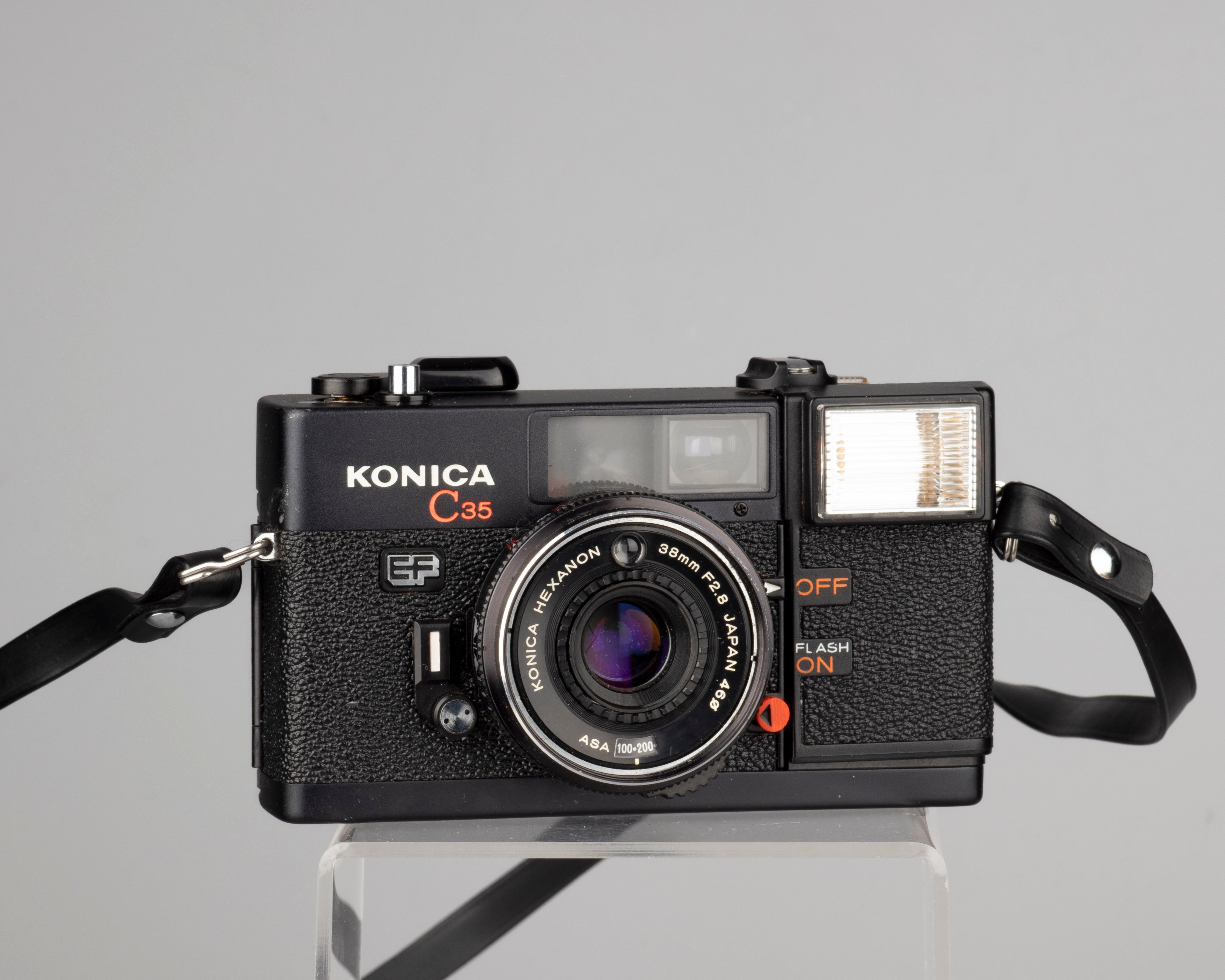 Konica C35 EF 35mm film camera w/original ever-ready case (serial