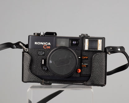 Konica C35 EF 35mm film camera w/original ever-ready case (serial 232840)