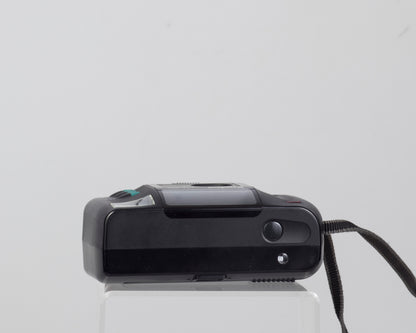 The Konica MT-100 is a 35mm point-and-shoot camera from 1989 (top view)
