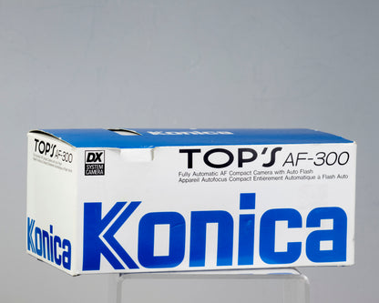 Appareil photo AF-300 35 mm de Konica TOP avec boîte, étui et manuel d'origine (série 2732081)