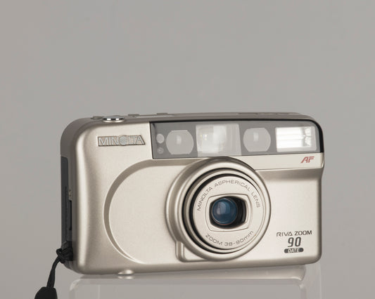 Minolta Riva Zoom 90 Date 35mm camera with original box, case and manual