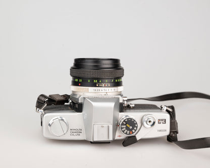 Minolta SRT 101 SLR 35 mm avec objectif MC Rokkor PF 55 mm f1.9 + étui toujours prêt (série 1983336)