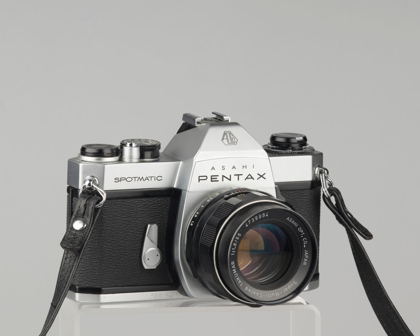 Pentax Spotmatic SP II w/ SMC Takumar 55mm f1.8 lens + leather case // modified for modern batteries