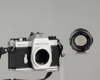 Pentax Spotmatic SP II w/ SMC Takumar 55mm f1.8 lens + leather case // modified for modern batteries