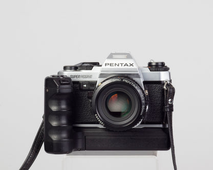 The Pentax Super Program 35mm film SLR with SMC Pentax-A 50mm f1.7 lens and Winder ME II motor drive