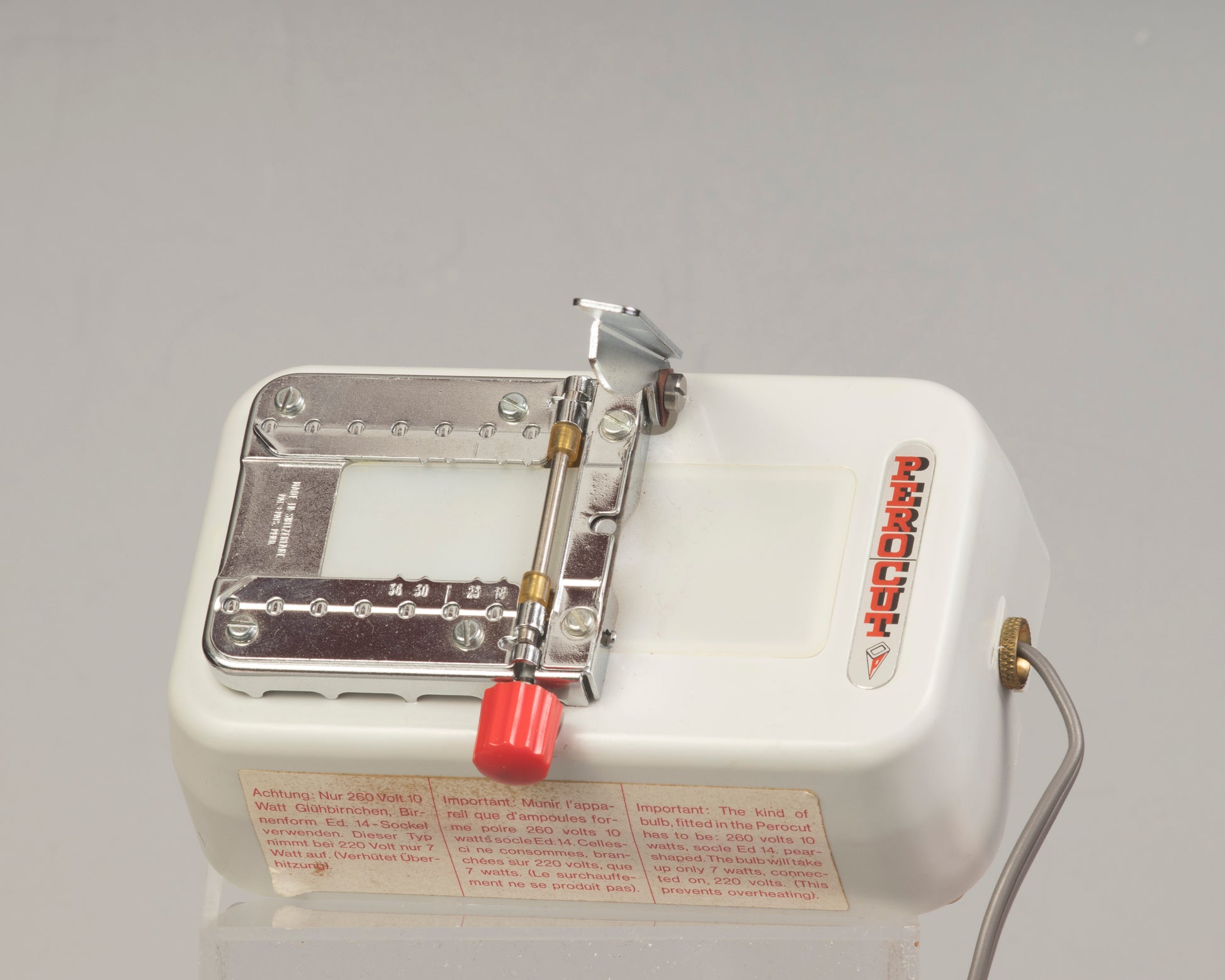 Perocut Filmschneider 35mm film cutter. Made in Switzerland.
