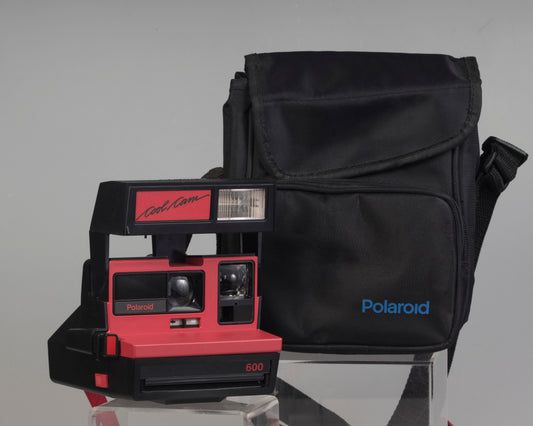 Red Polaroid 600 Cool Cam instant camera with case
