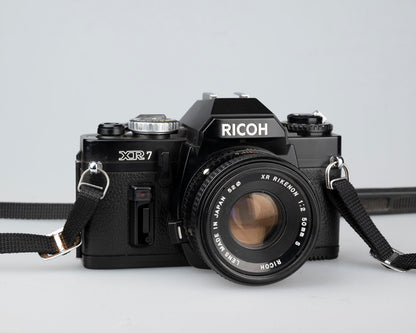 Ricoh XR-7 35mm SLR + XR Rikenon 50mm 1:2 lens + ever-ready case
