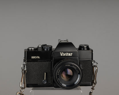 Appareil photo reflex Vivitar 220/SL 35 mm avec objectif 50 mm f1.8 et étui toujours prêt