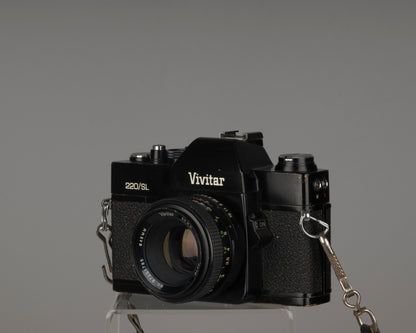 Appareil photo reflex Vivitar 220/SL 35 mm avec objectif 50 mm f1.8 et étui toujours prêt
